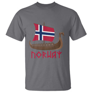 Boat Norwegian Flag Norway Viking Ship Norway T Shirt TS11 Charcoal Print Your Wear