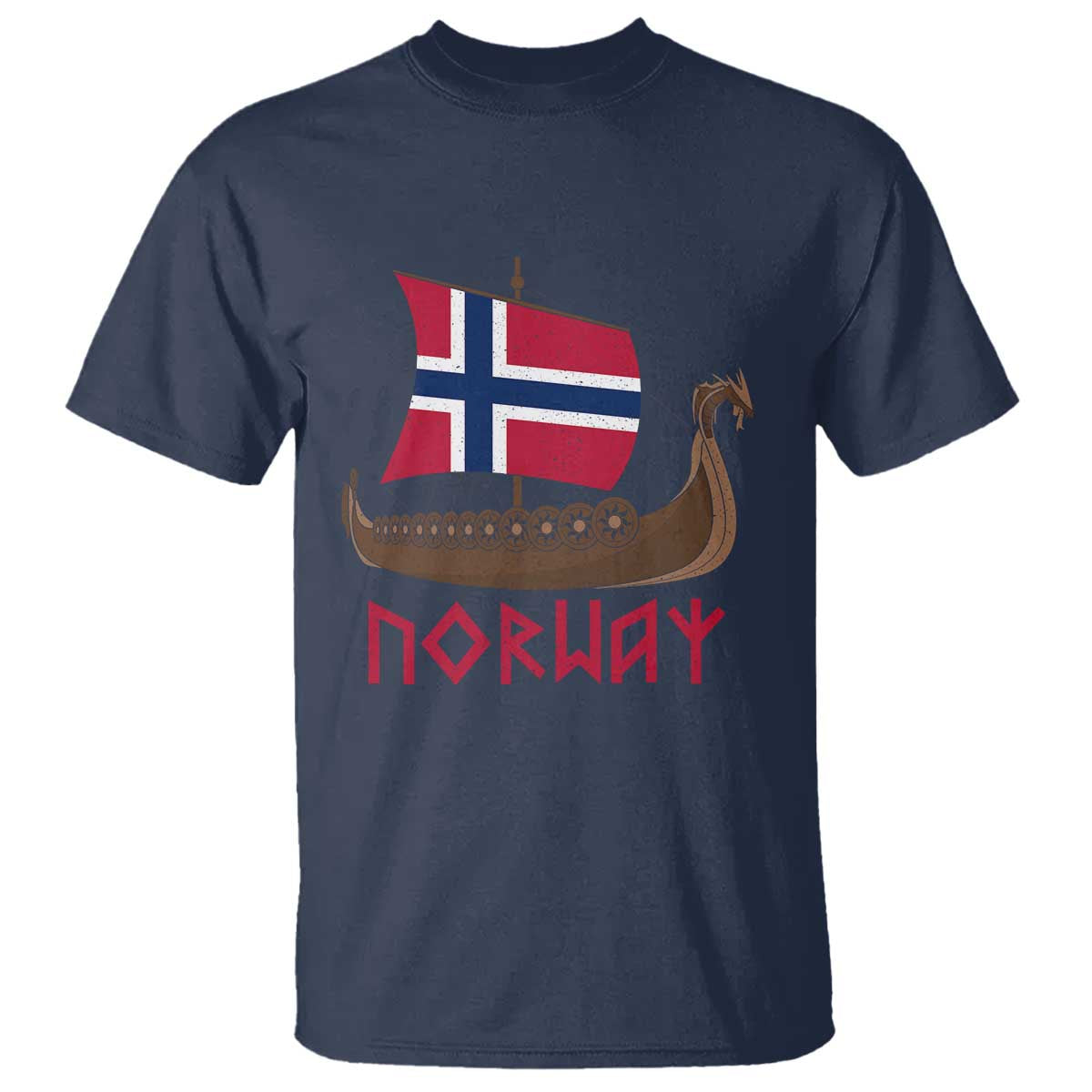Boat Norwegian Flag Norway Viking Ship Norway T Shirt TS11 Navy Print Your Wear
