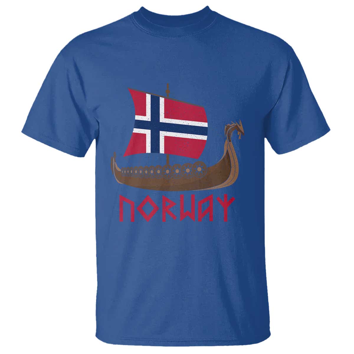 Boat Norwegian Flag Norway Viking Ship Norway T Shirt TS11 Royal Blue Print Your Wear