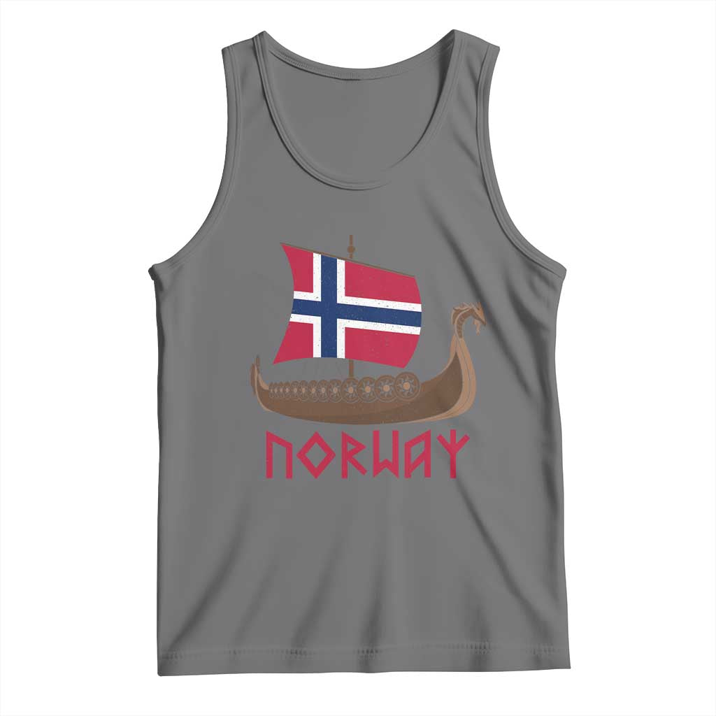 Boat Norwegian Flag Norway Viking Ship Norway Tank Top TS11 Black Heather Print Your Wear