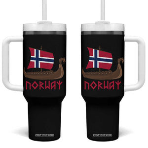 Boat Norwegian Flag Norway Viking Ship Norway Tumbler With Handle TS11 One Size: 40 oz Black Print Your Wear