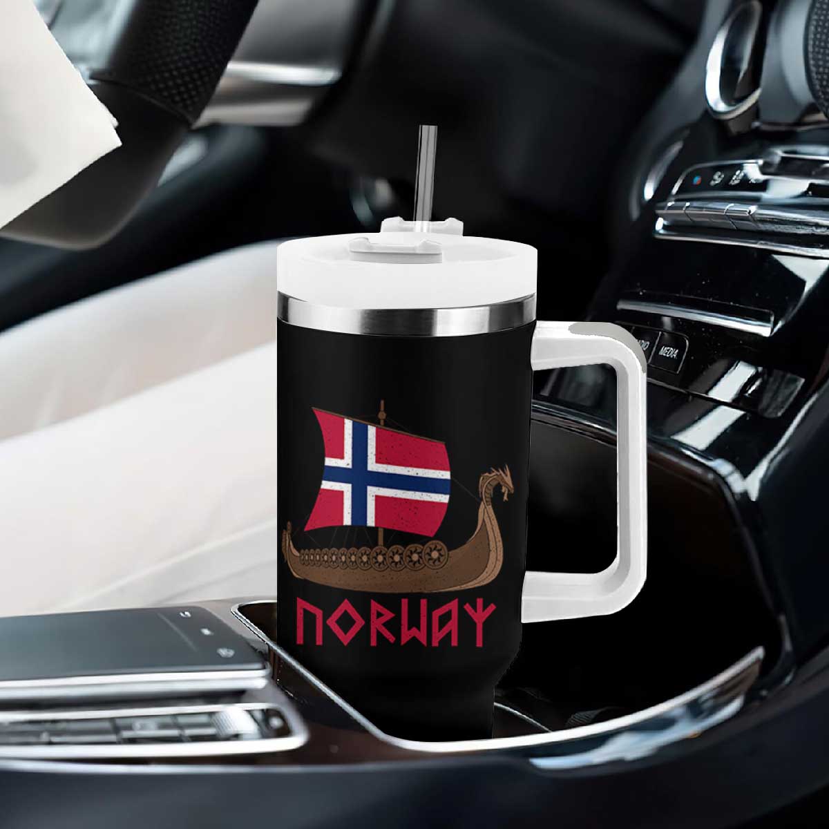 Boat Norwegian Flag Norway Viking Ship Norway Tumbler With Handle TS11 Print Your Wear