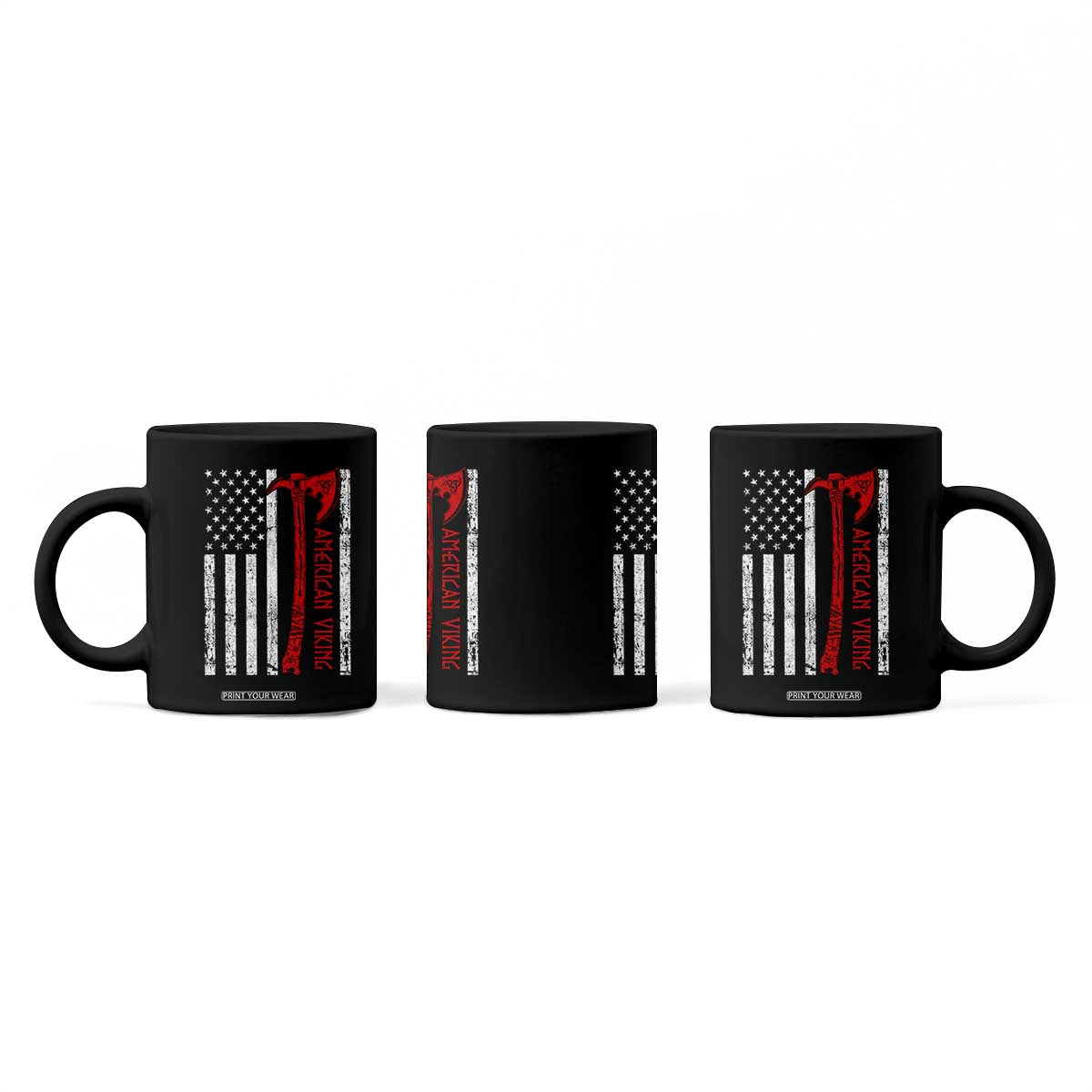 American Viking Coffee Mug Norse Mythology Axe USA Flag TS11 Print Your Wear