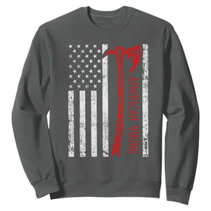 American Viking Sweatshirt Norse Mythology Axe USA Flag TS11 Dark Heather Print Your Wear