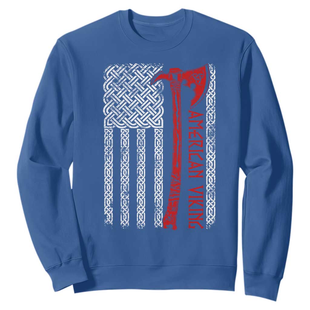 American Viking Sweatshirt Norse Mythology Axe Celtic Knot USA Flag TS11 Royal Blue Print Your Wear