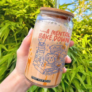 Having A Mental Bake Down Retro Funny Baking Baker Glass Can Pastry Chef Gifts