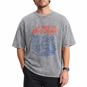 Having A Mental Bake Down Retro Funny Baking Baker Washed Cotton T-Shirt Pastry Chef Gifts