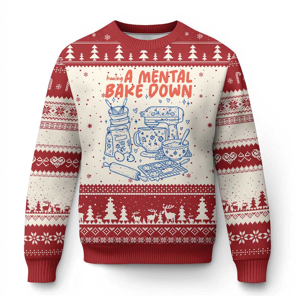 Having A Mental Bake Down Retro Funny Baking Baker Ugly Christmas Sweater Pastry Chef Gifts