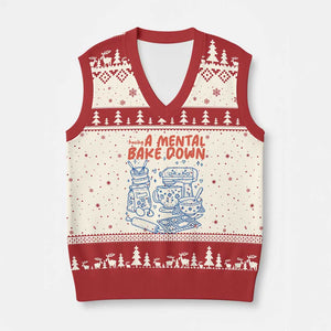 Having A Mental Bake Down Retro Funny Baking Baker V-Neck Knit Sweater Vest Pastry Chef Gifts