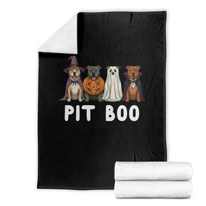 Pit Boo Funny Pitbull Dog Halloween Throw Blanket Ghost Pumpkin Witch Bull Puppy