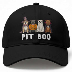 Pit Boo Funny Pitbull Dog Halloween Baseball Cap Ghost Pumpkin Witch Bull Puppy
