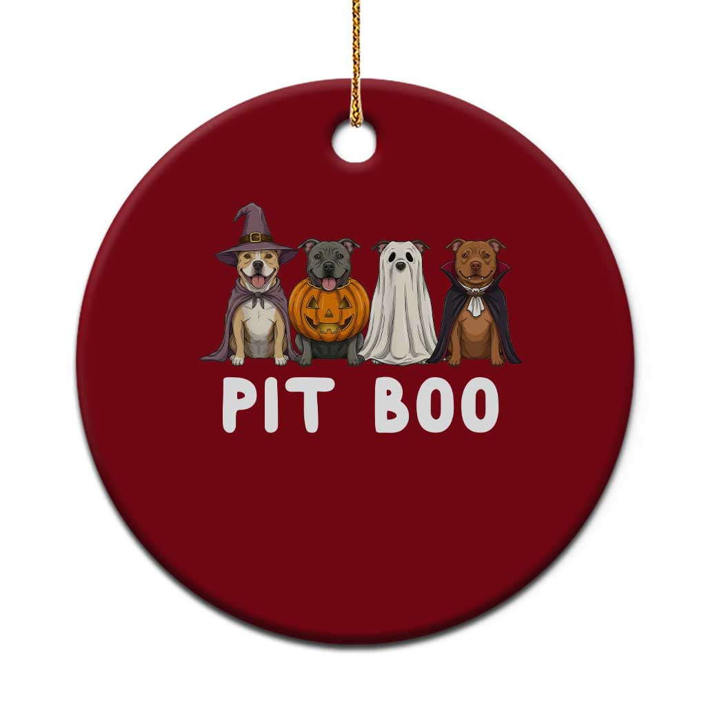 Pit Boo Funny Pitbull Dog Halloween Ceramic Ornament Ghost Pumpkin Witch Bull Puppy