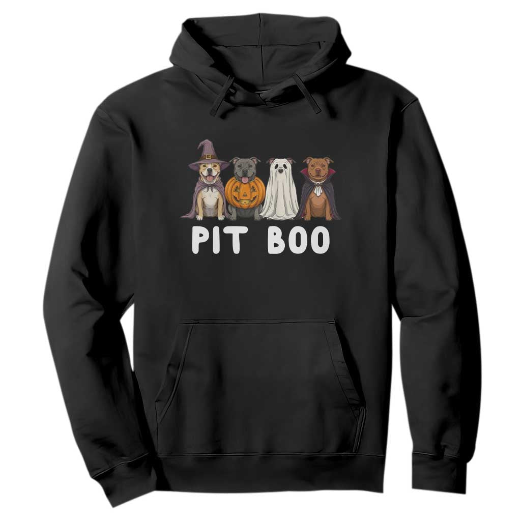 Pit Boo Funny Pitbull Dog Halloween Hoodie Ghost Pumpkin Witch Bull Puppy