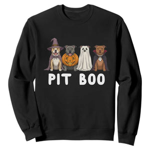 Pit Boo Funny Pitbull Dog Halloween Sweatshirt Ghost Pumpkin Witch Bull Puppy