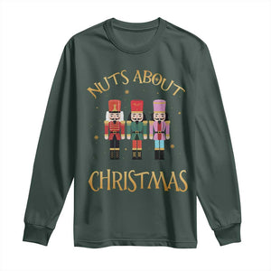 Funny Xmas Nutcracker Long Sleeve Shirt Nuts About Christmas Snowflake TS11 Dark Forest Green Print Your Wear