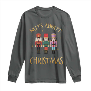 Funny Xmas Nutcracker Long Sleeve Shirt Nuts About Christmas Snowflake TS11 Dark Heather Print Your Wear