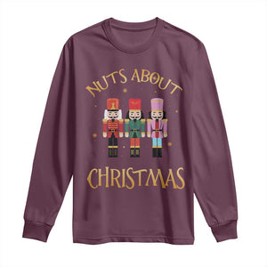 Funny Xmas Nutcracker Long Sleeve Shirt Nuts About Christmas Snowflake TS11 Maroon Print Your Wear