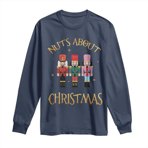 Funny Xmas Nutcracker Long Sleeve Shirt Nuts About Christmas Snowflake TS11 Navy Print Your Wear