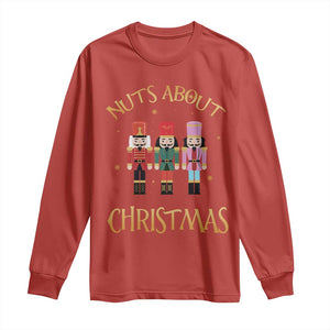 Funny Xmas Nutcracker Long Sleeve Shirt Nuts About Christmas Snowflake TS11 Red Print Your Wear