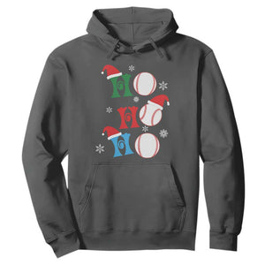 Funny Christmas Baseball Hoodie Triple Ho Sport Santa Hat TS11 Dark Heather Print Your Wear