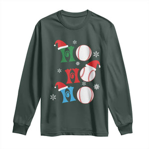 Funny Christmas Baseball Long Sleeve Shirt Triple Ho Sport Santa Hat TS11 Dark Forest Green Print Your Wear