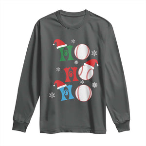 Funny Christmas Baseball Long Sleeve Shirt Triple Ho Sport Santa Hat TS11 Dark Heather Print Your Wear