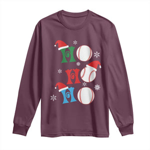 Funny Christmas Baseball Long Sleeve Shirt Triple Ho Sport Santa Hat TS11 Maroon Print Your Wear