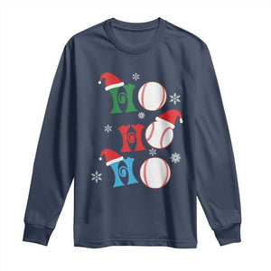 Funny Christmas Baseball Long Sleeve Shirt Triple Ho Sport Santa Hat TS11 Navy Print Your Wear