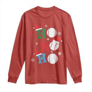 Funny Christmas Baseball Long Sleeve Shirt Triple Ho Sport Santa Hat TS11 Red Print Your Wear