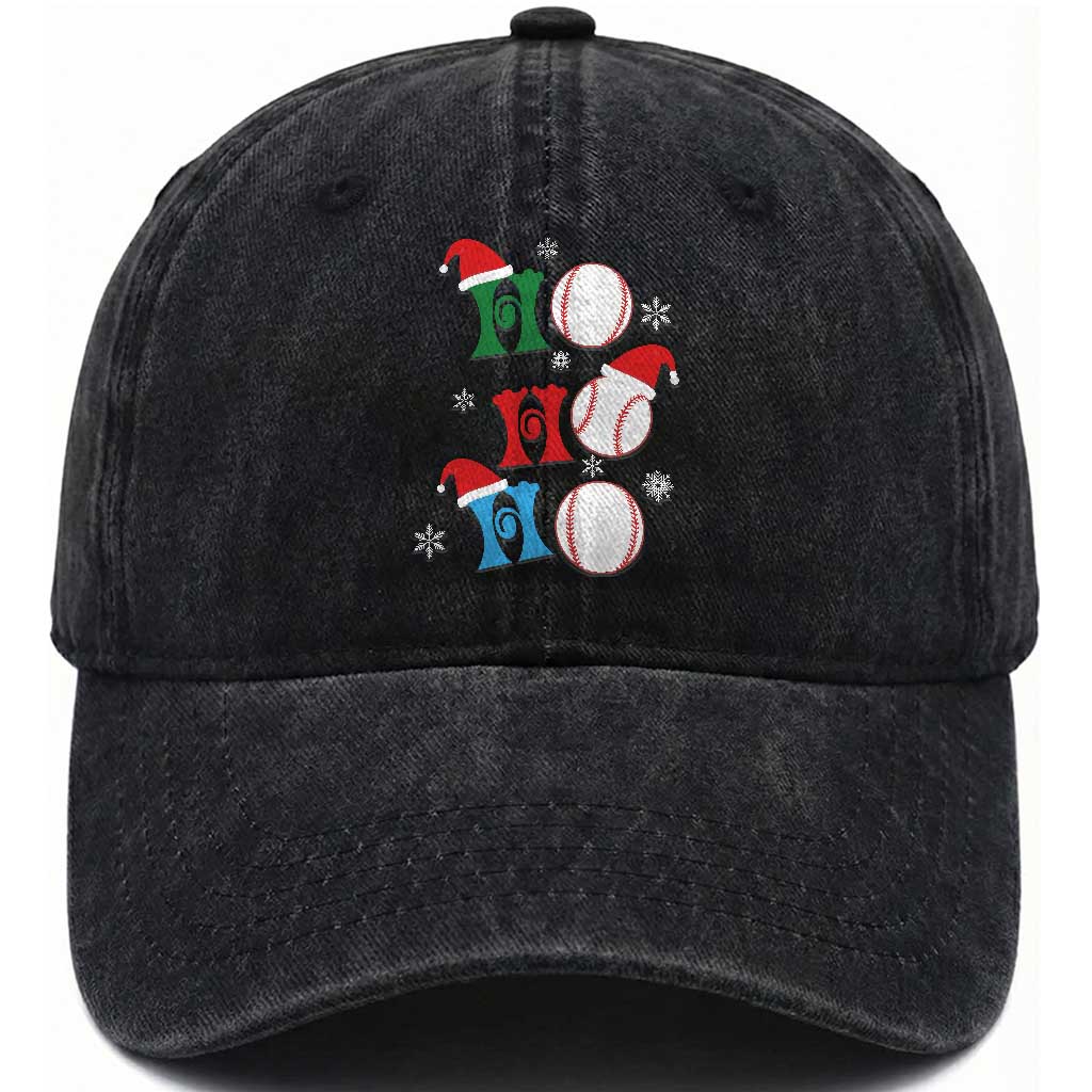 Funny Christmas Baseball Washed Cotton Baseball Cap Triple Ho Sport Santa Hat TS11 Washed Cap Universal Fit Black Print Your Wear