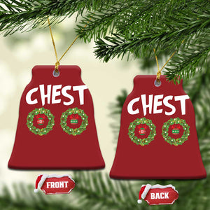 Funny Xmas Couple Christmas Ornament Chest Nuts Bauble Xmas Wreath TS11 Bell Flake Red Print Your Wear