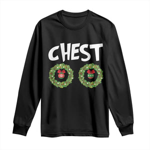 Funny Christmas Couple Long Sleeve Shirt Chest Nuts Bauble Xmas Wreath TS11 Black Print Your Wear