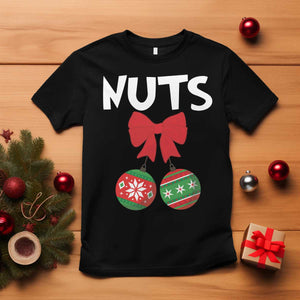 Funny Christmas Couple T Shirt Chest Nuts Baubles TS11 Black Print Your Wear