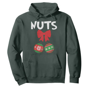 Funny Christmas Couple Hoodie Chest Nuts Baubles TS11 Dark Forest Green Print Your Wear