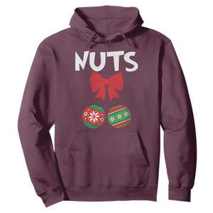 Funny Christmas Couple Hoodie Chest Nuts Baubles TS11 Maroon Print Your Wear