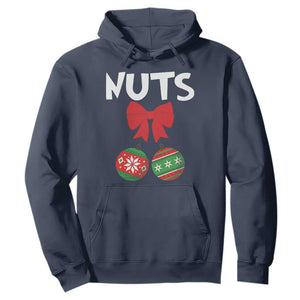 Funny Christmas Couple Hoodie Chest Nuts Baubles TS11 Navy Print Your Wear