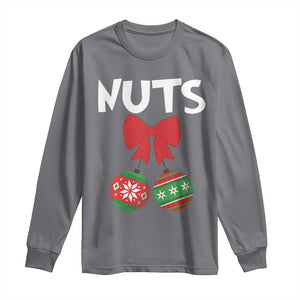 Funny Christmas Couple Long Sleeve Shirt Chest Nuts Baubles TS11 Charcoal Print Your Wear