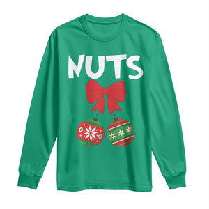 Funny Christmas Couple Long Sleeve Shirt Chest Nuts Baubles TS11 Irish Green Print Your Wear