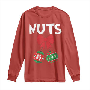 Funny Christmas Couple Long Sleeve Shirt Chest Nuts Baubles TS11 Red Print Your Wear