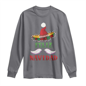 Funny Christmas In Mexico Long Sleeve Shirt Feliz Navidad Sombrero Santa Hat TS11 Charcoal Print Your Wear