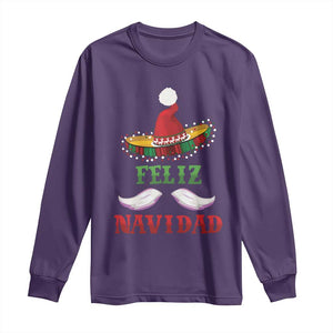 Funny Christmas In Mexico Long Sleeve Shirt Feliz Navidad Sombrero Santa Hat TS11 Purple Print Your Wear