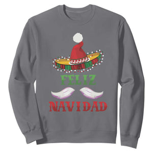 Funny Christmas In Mexico Sweatshirt Feliz Navidad Sombrero Santa Hat TS11 Charcoal Print Your Wear