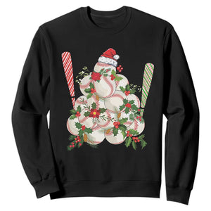 Funny Christmas Baseball Sweatshirt Santa Sports Balls Snow Xmas Tree TS11 Black Print Your Wear