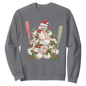 Funny Christmas Baseball Sweatshirt Santa Sports Balls Snow Xmas Tree TS11 Charcoal Print Your Wear