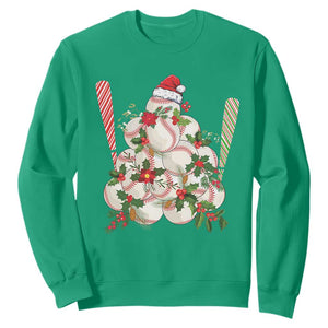 Funny Christmas Baseball Sweatshirt Santa Sports Balls Snow Xmas Tree TS11 Irish Green Print Your Wear