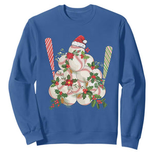 Funny Christmas Baseball Sweatshirt Santa Sports Balls Snow Xmas Tree TS11 Royal Blue Print Your Wear