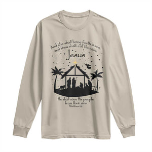 Christian Christmas Long Sleeve Shirt And She Shall Bring Forth A Son And Thou Shalt Call His Name Jesus TS11 Sand Print Your Wear