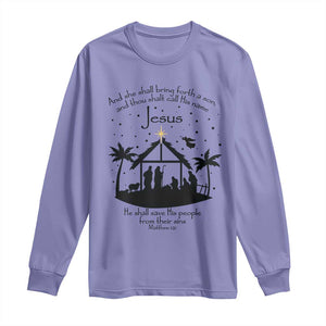 Christian Christmas Long Sleeve Shirt And She Shall Bring Forth A Son And Thou Shalt Call His Name Jesus TS11 Violet Print Your Wear