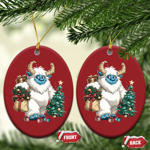 Funny Yule Yeti Christmas Ornament Christmas Mythical Creature Winter Solstice TS11 Oval Red Print Your Wear