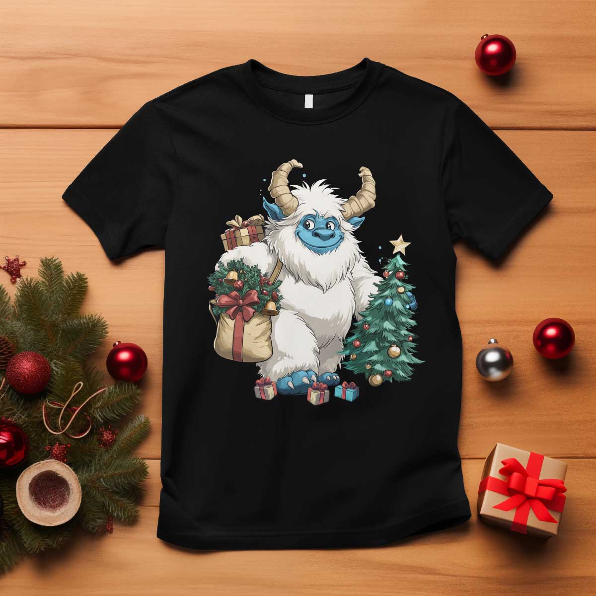 Funny Yule Yeti T Shirt Christmas Mythical Creature Winter Solstice TS11 Black Print Your Wear